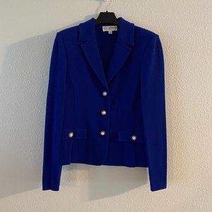 ST JOHN Collection Blue Blazer w/pearl buttons, Size 12